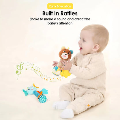 Soft Baby Rattle – Stuffed Animal Sensory & Crinkle Toy