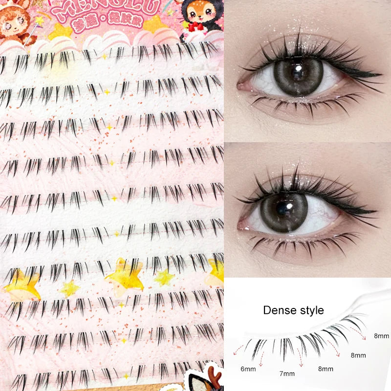No Glue Needed Idol False Eyelashes Large Capacity 7-9mm Self Adhesive Eyelashes tweezers DIY Lash Extension Cluster Lashes