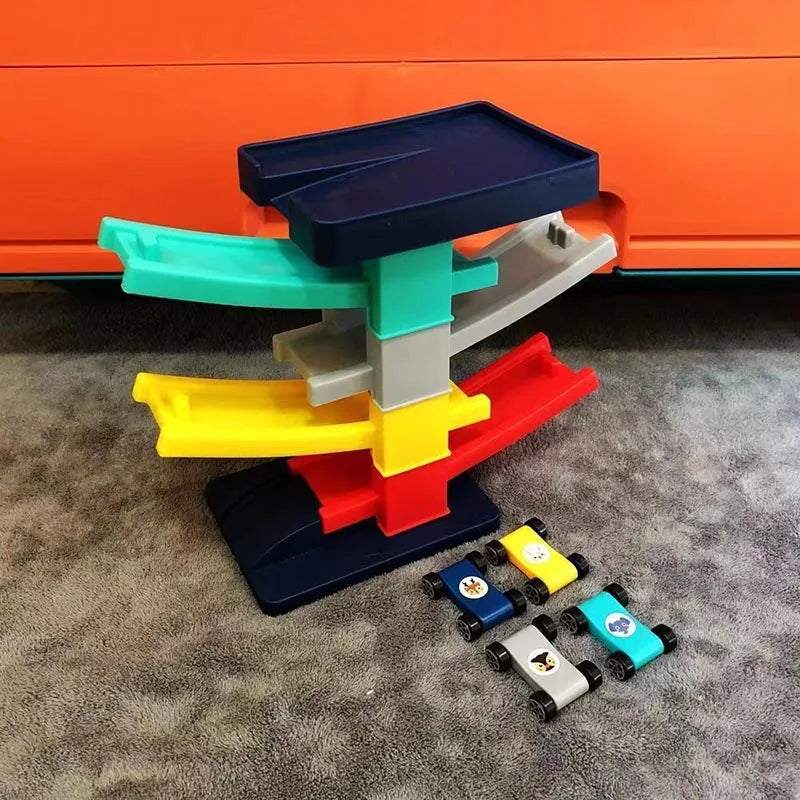 Race Track Ramp Toy – Gliding Car Rail Set for Kids