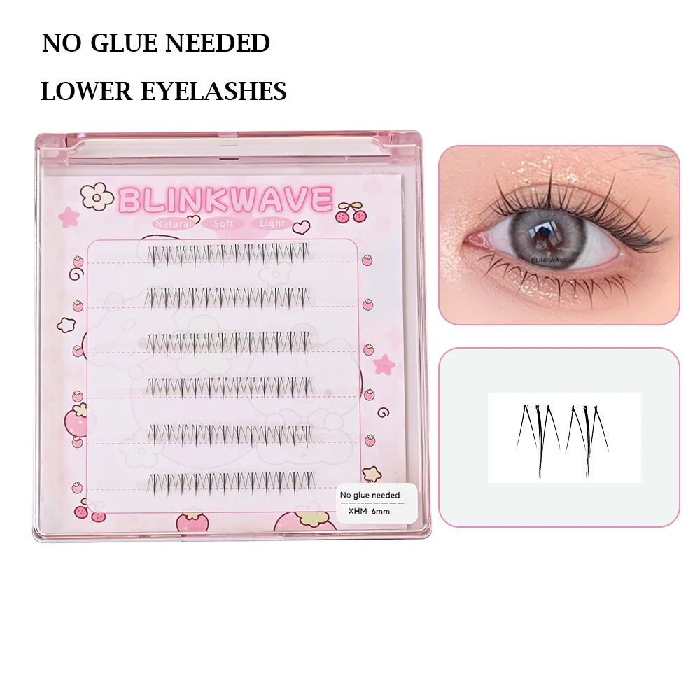 No Glue Needed Idol False Eyelashes Large Capacity 7-9mm Self Adhesive Eyelashes tweezers DIY Lash Extension Cluster Lashes