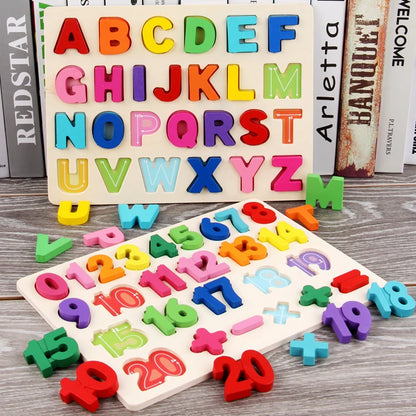 Wooden Puzzle for Toddlers – Alphabet, Number & Shape Matching