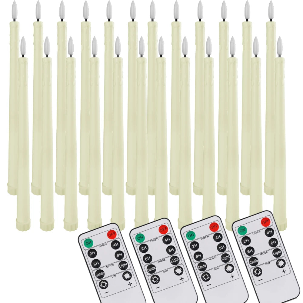 LED Flameless Taper Candles with Remote and Timer, 12/24 Pack