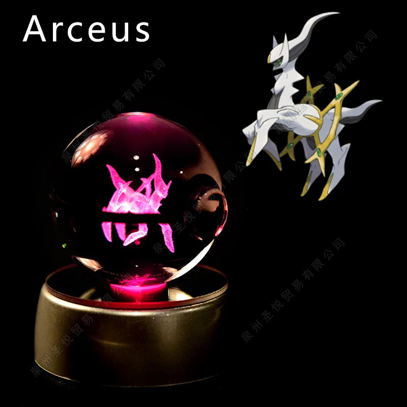 3D Crystal Ball Night Light – LED Glass Lamp with Colorful Base