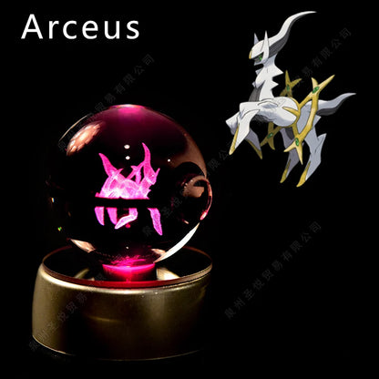3D Crystal Ball Night Light – LED Glass Lamp with Colorful Base