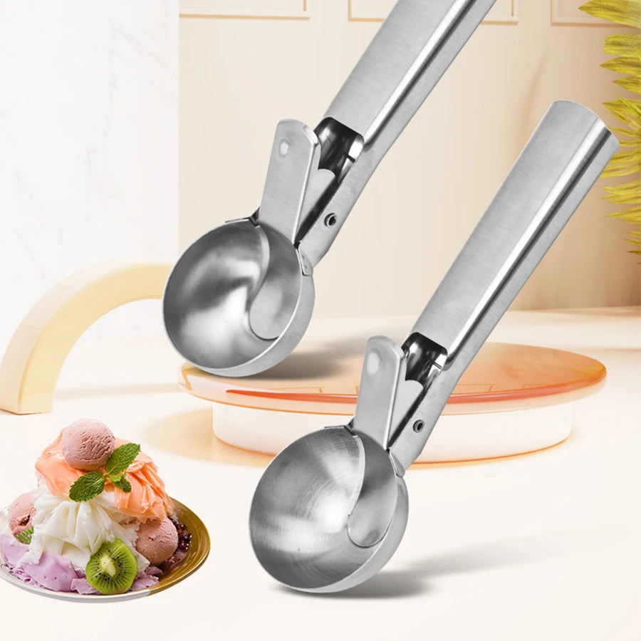 Stainless Steel Ice Cream Scoop – Dual-Purpose Fruit Scooper