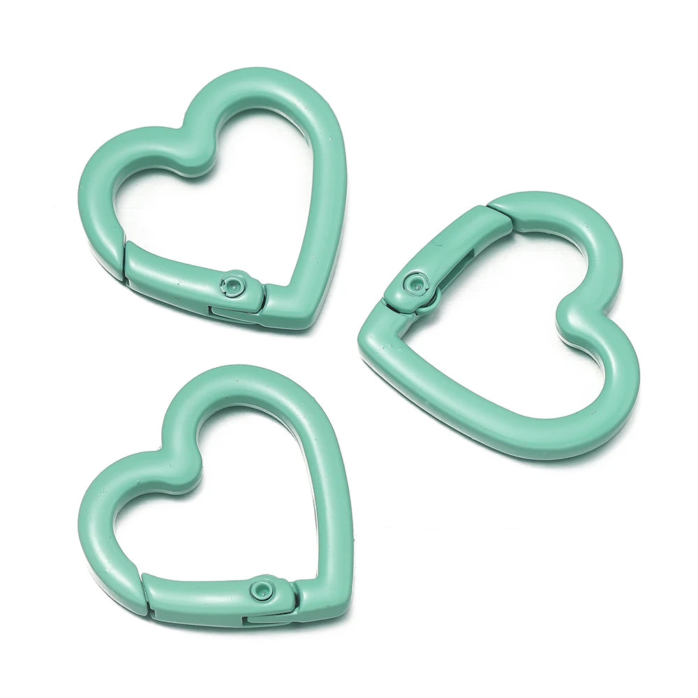 Heart Carabiner Clips, Metal Spring Clasp Keychain Hooks 5pcs