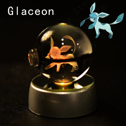 3D Crystal Ball Night Light – LED Glass Lamp with Colorful Base
