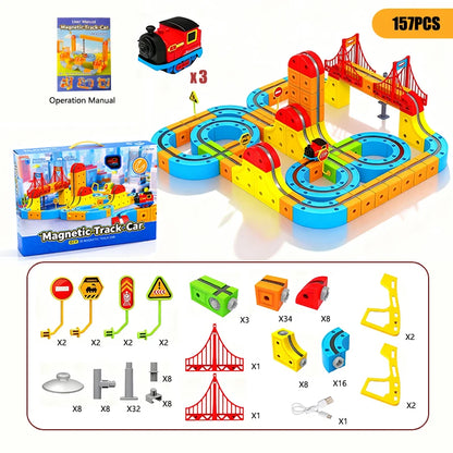 Magnetic Electric Train Set with DIY Track Building