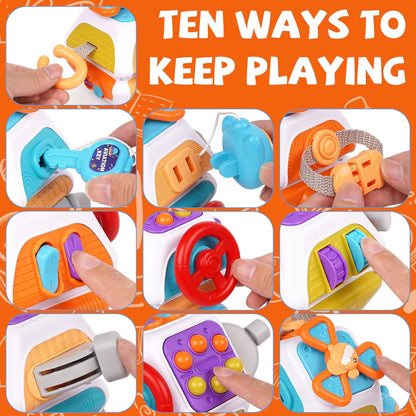 Montessori Busy Board Cube – Toddler Sensory Activity Toy
