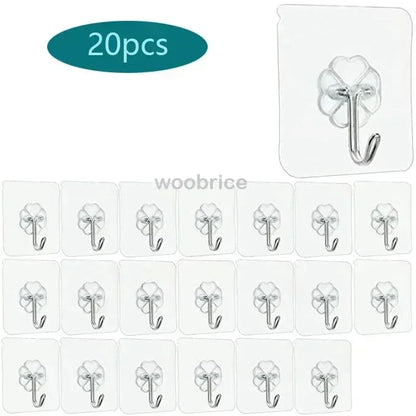 Transparent Strong Self-adhesive Wall Hook Coat Key Rack Holder Hanging Towel Holder Hooks Organizer Bathroom Accessories