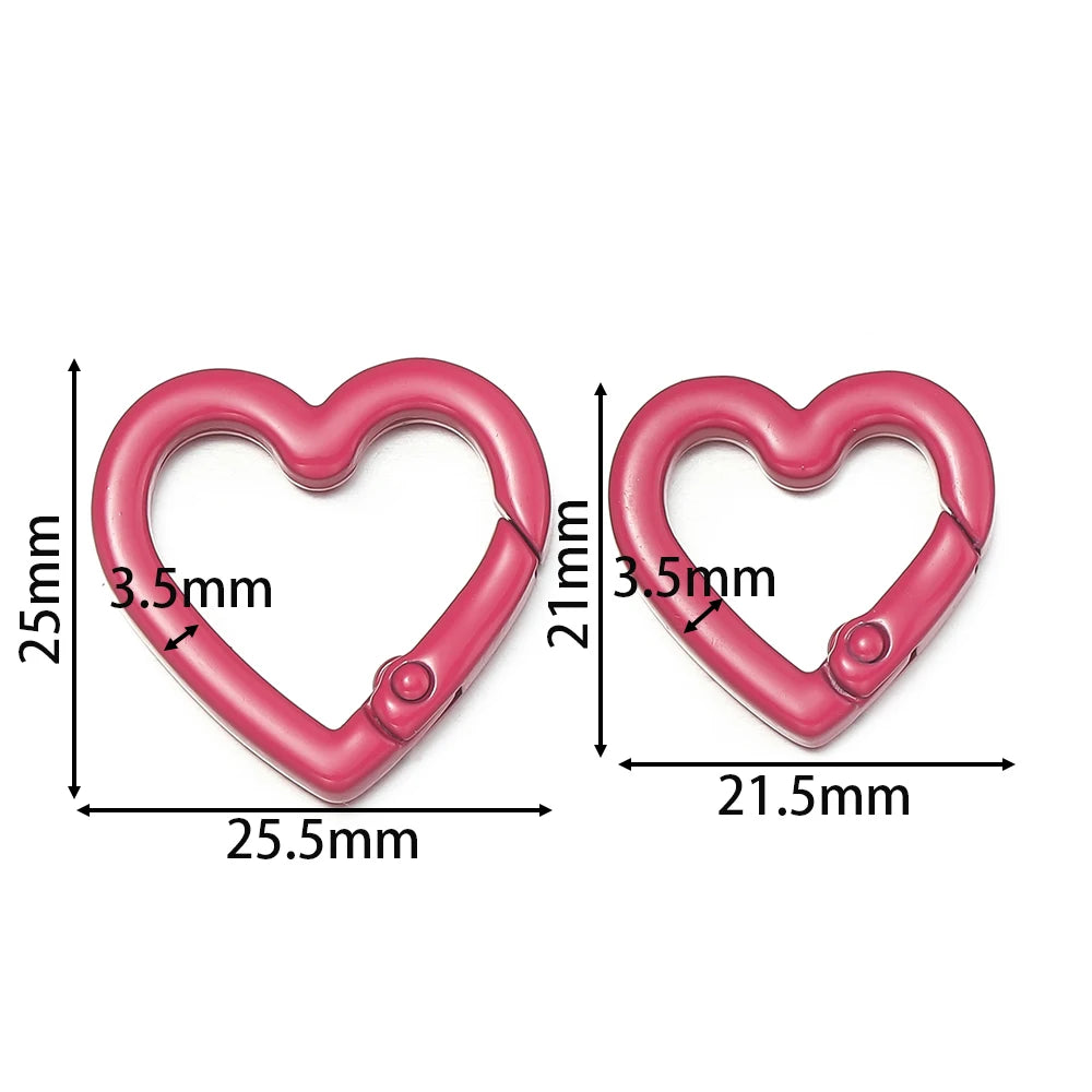 Heart Carabiner Clips, Metal Spring Clasp Keychain Hooks 5pcs