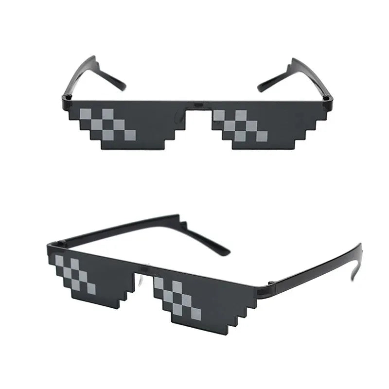 Pixelated Sunglasses – Funny Mosaic Rimless Shades for Parties