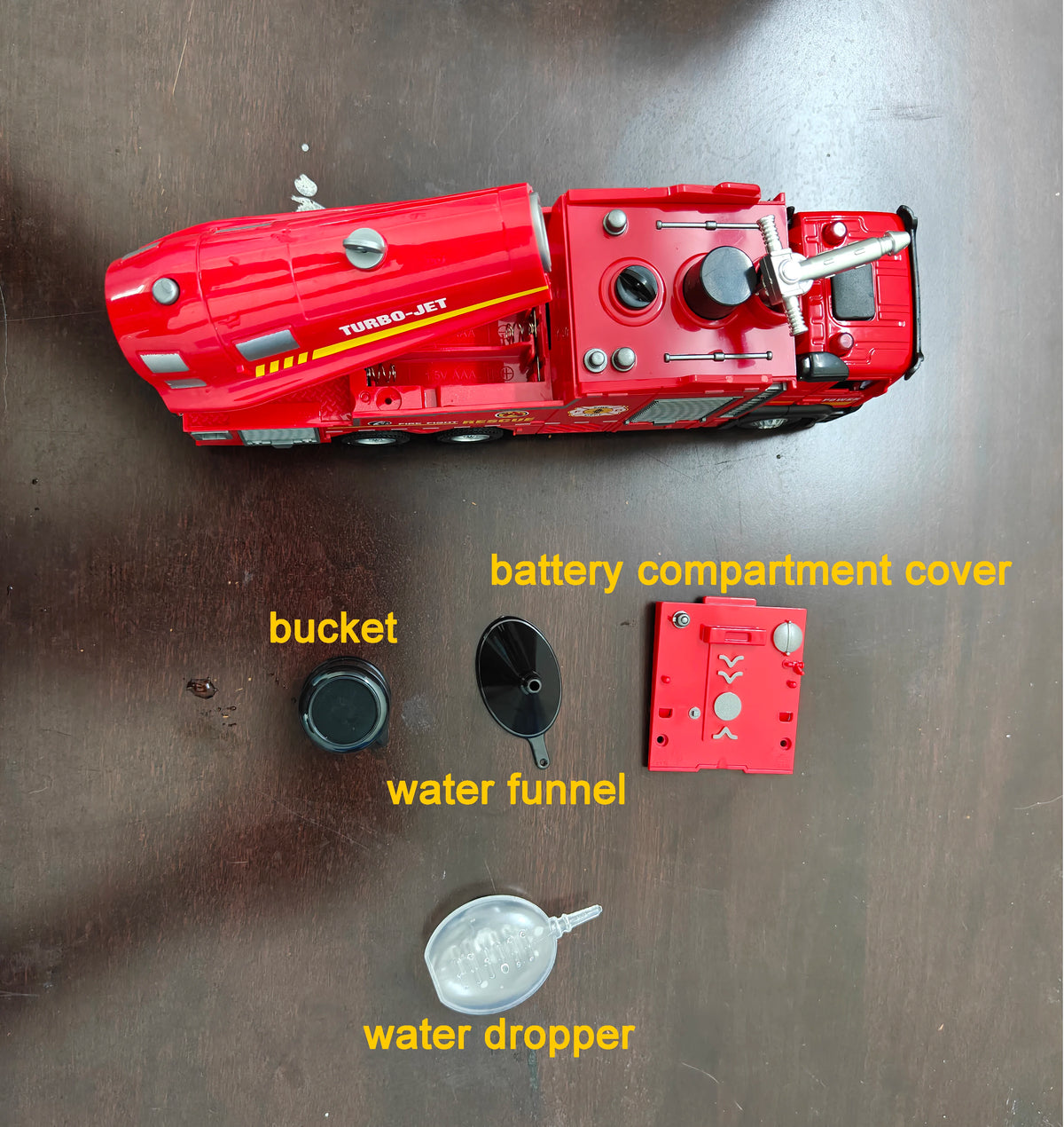 1:32 Scale Fire Truck Model with Water Spray, Lights and Sound