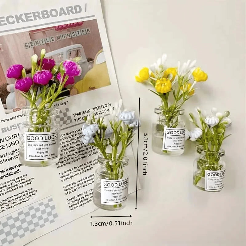 Mini Vase Fridge Magnets – 8-Piece 3D Refrigerator Decor Set