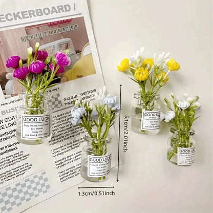 Mini Vase Fridge Magnets – 8-Piece 3D Refrigerator Decor Set