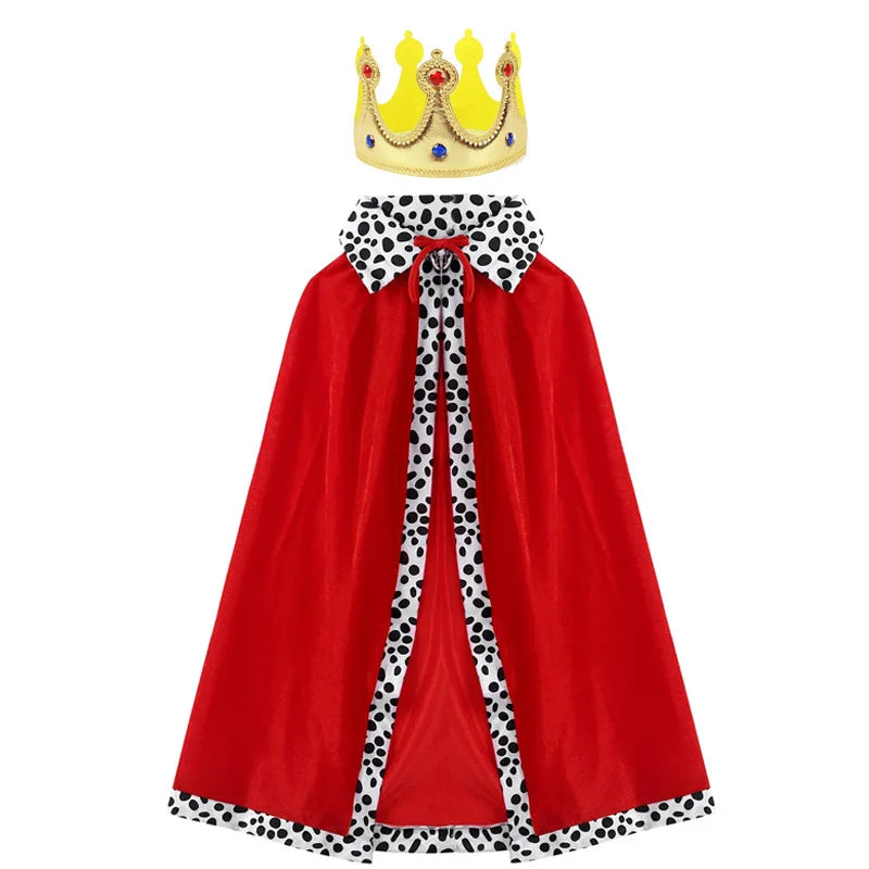 Adult Kids Cape King Prince Cosplay Costume Crown Shawl Parent-child Activity Party Performance Costume Halloween Cloak
