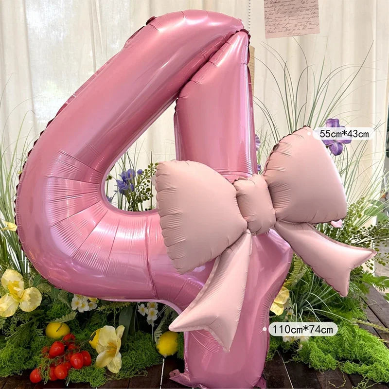 Pink Bow Balloons, 2-Pack 40-Inch Foil Party Decorations