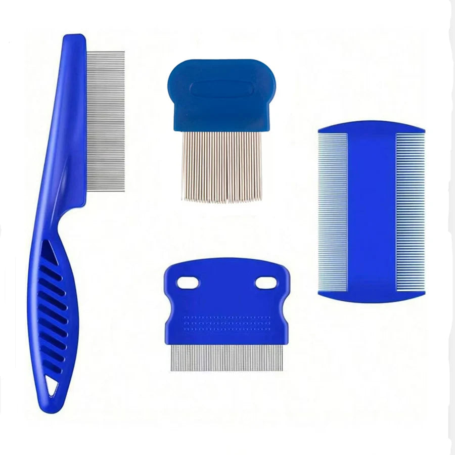Flea Comb for Dogs and Cats, 4-Pack Stainless Steel Pet Grooming Combs
