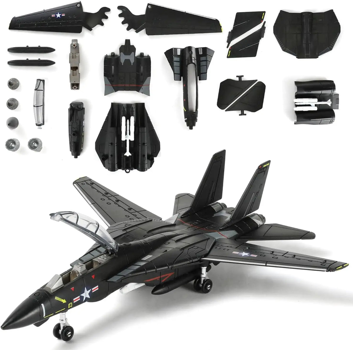1:72 Scale Fighter Jet Model Kit with Display Stand
