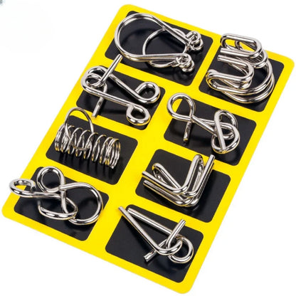 Metal Wire Puzzle Set 8-Piece Mind Brain Teaser for Kids & Adults
