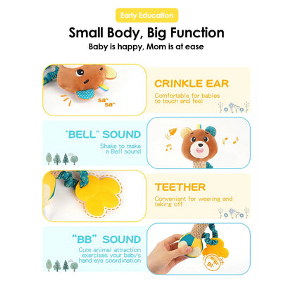 Soft Baby Rattle – Stuffed Animal Sensory & Crinkle Toy