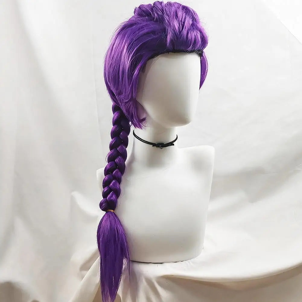 Purple Braided Children's Wig – Long Ponytail Costume Wig