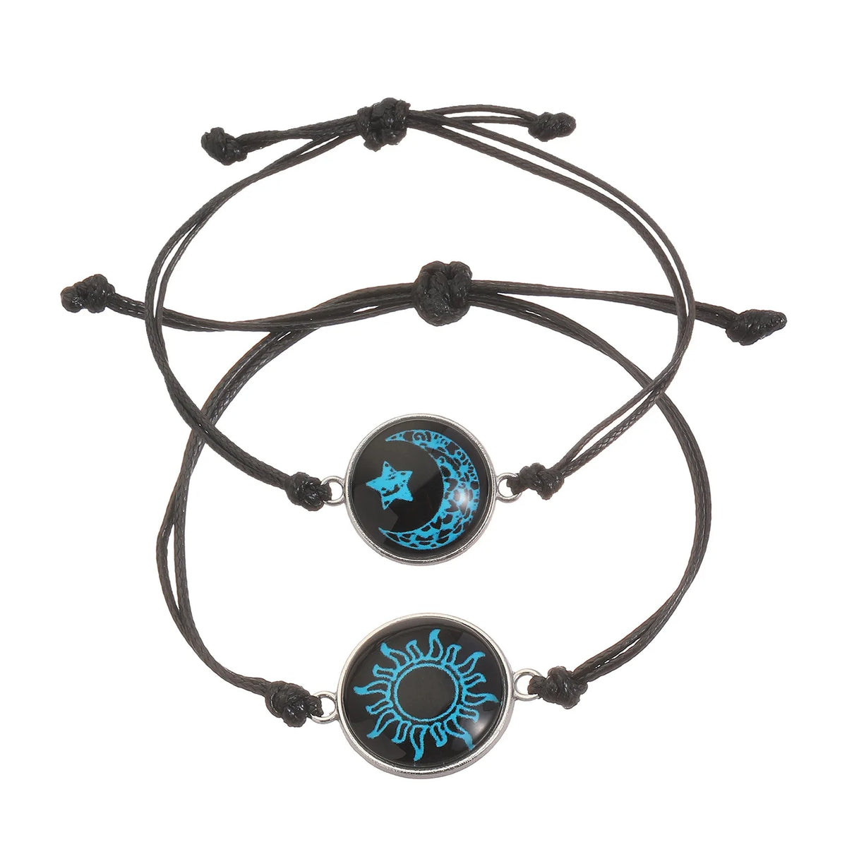 Sun Moon Couple Bracelets, Luminous Matching Rope Bracelets for Couples