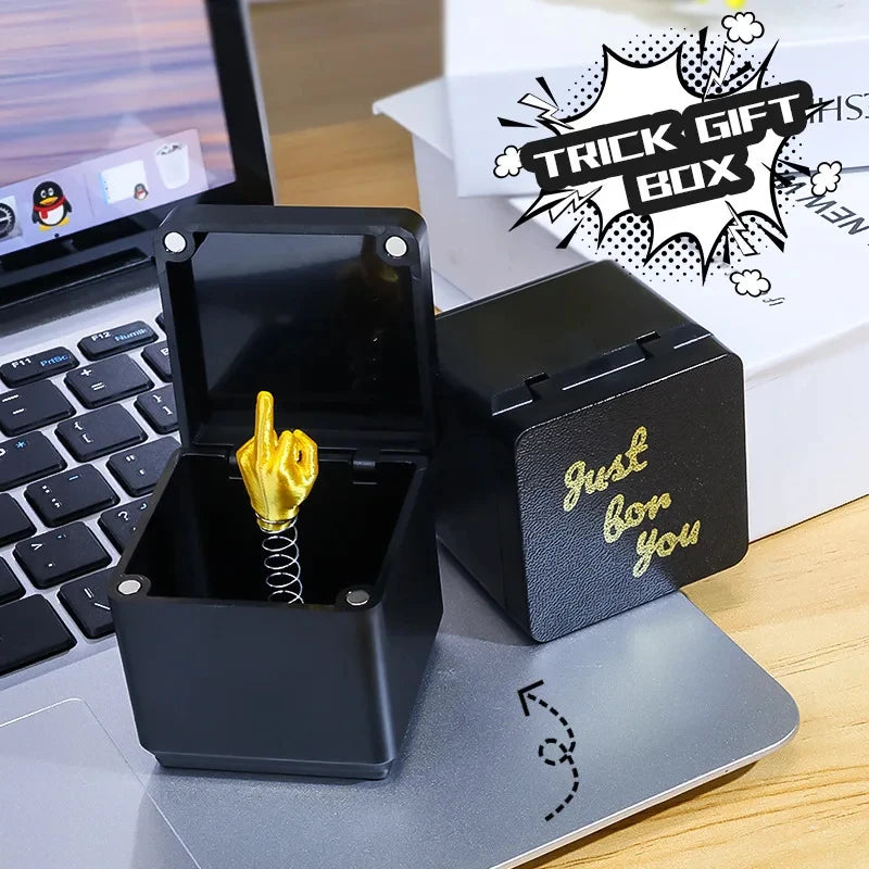 Middle Finger Prank Gift Box – Funny Christmas Desk Decoration