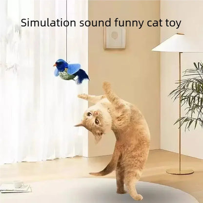 Smart Touch Activated Chirping Bird Cat Toy | Realistic Sound Interactive Self Play Catnip Teaser | Indoor Wall Hanging Cat Toys