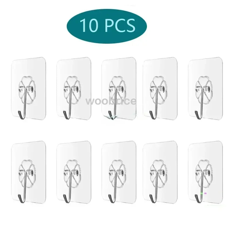 Transparent Strong Self-adhesive Wall Hook Coat Key Rack Holder Hanging Towel Holder Hooks Organizer Bathroom Accessories