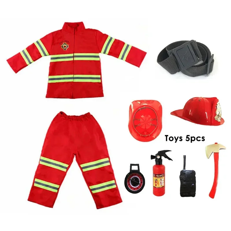 Firefighter Cosplay Costume Kids Uniform Set – Party Dress-Up
