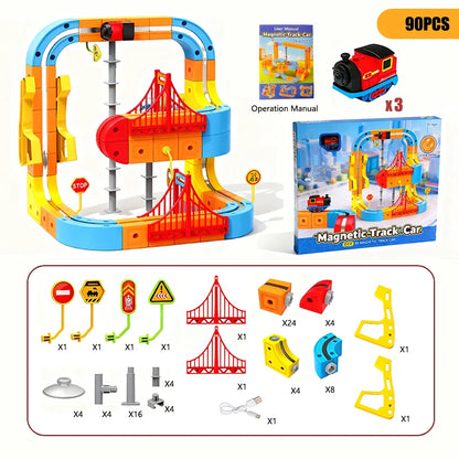 Magnetic Electric Train Set with DIY Track Building