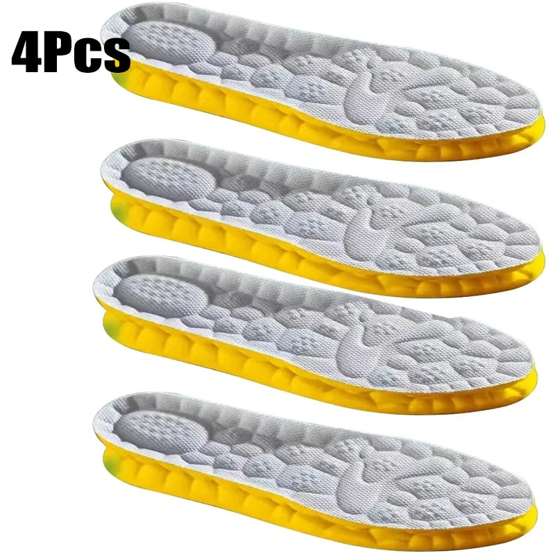 4D Sports Insoles Shoes PU Sole Soft Breathable Shock Absorption Cushion Heavy Duty Support Pain Relief Running Orthopedic Care