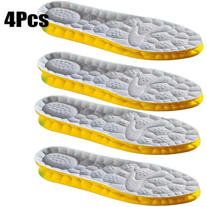 4D Sports Insoles Shoes PU Sole Soft Breathable Shock Absorption Cushion Heavy Duty Support Pain Relief Running Orthopedic Care