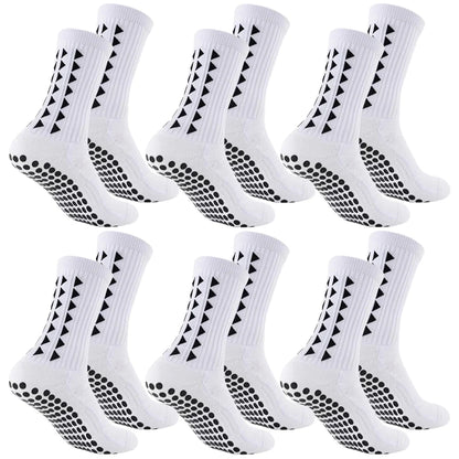 6 Pairs Men Women Football Grip Socks Towel Bottom Sport Socks Rugby Soccer Cycling Running Exercise Athletic Socks