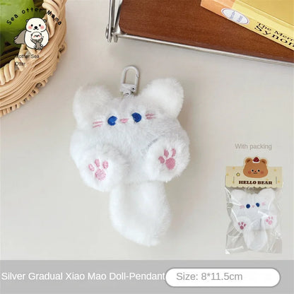 Plush Cat Keychain – Cute Backpack Pendant Charm