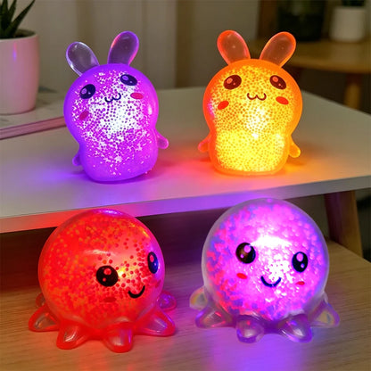Glowing Light Squid Bunny Stress Ball – Silicone Fidget Toy