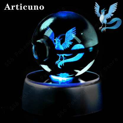 3D Crystal Ball Night Light – LED Glass Lamp with Colorful Base