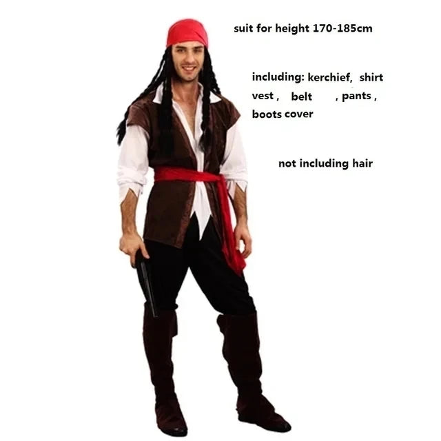 Adult Pirate Costume Unisex Cosplay Outfit – Halloween Carnival Set