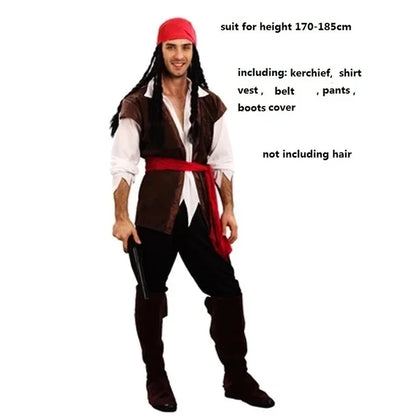 Adult Pirate Costume Unisex Cosplay Outfit – Halloween Carnival Set