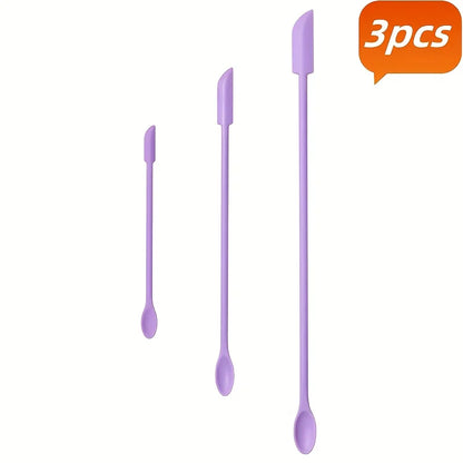 3pcs Reusable Silicone Spatulas, Eco-Friendly Cosmetic Jar Scrapers, Portable for Makeup Skincare, Easy Clean Travel Tool