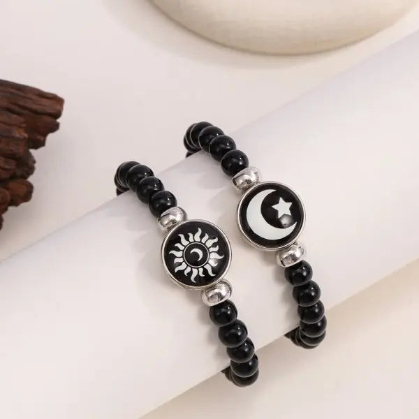 Sun Moon Couple Bracelets, Luminous Matching Rope Bracelets for Couples