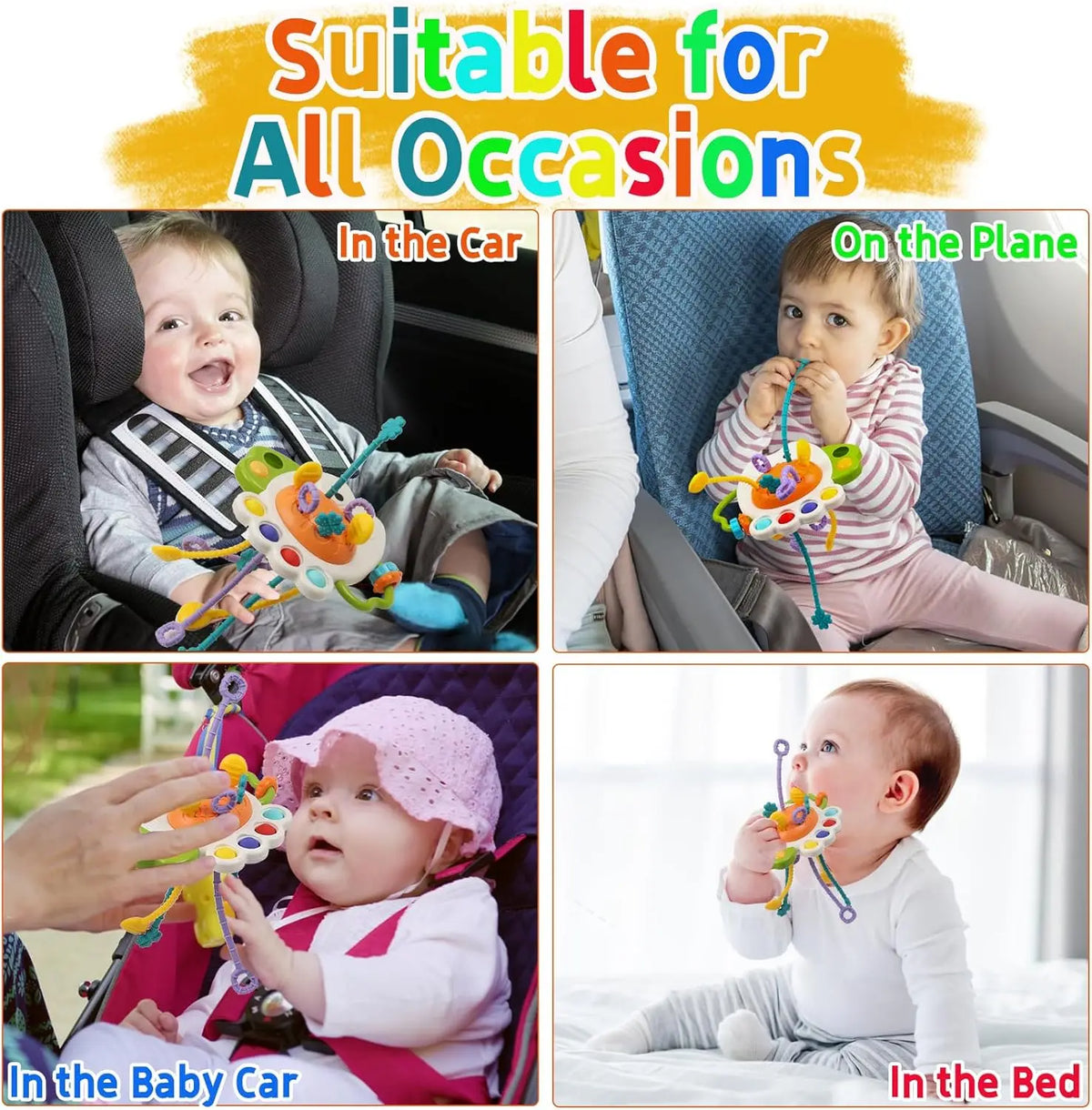 Pull String Toy – Silicone Baby Sensory Teething Montessori Toy