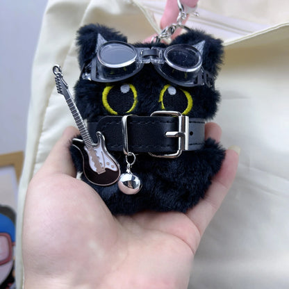 Black Cat Keychain Plush Cute Big Eye Cat Bag Charm Punk Style