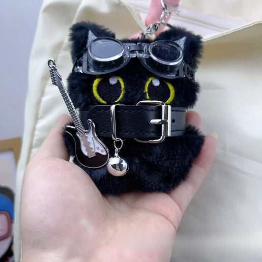 Black Cat Keychain Plush Cute Big Eye Cat Bag Charm Punk Style