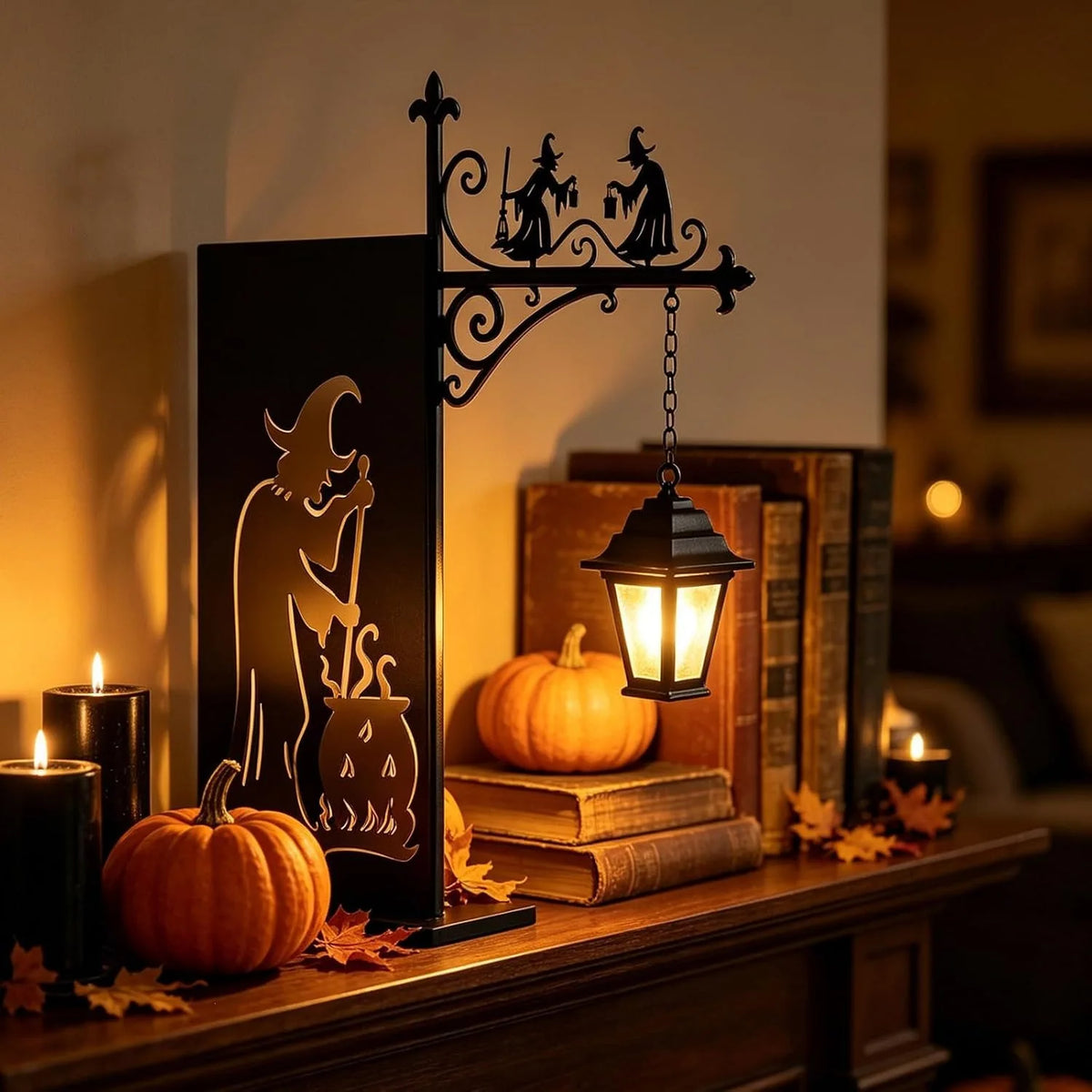 Halloween Retro Bookshelf Reading Lamp – Gothic LED Night Light