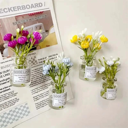 Mini Vase Fridge Magnets – 8-Piece 3D Refrigerator Decor Set