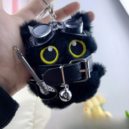 Black Cat Keychain Plush Cute Big Eye Cat Bag Charm Punk Style