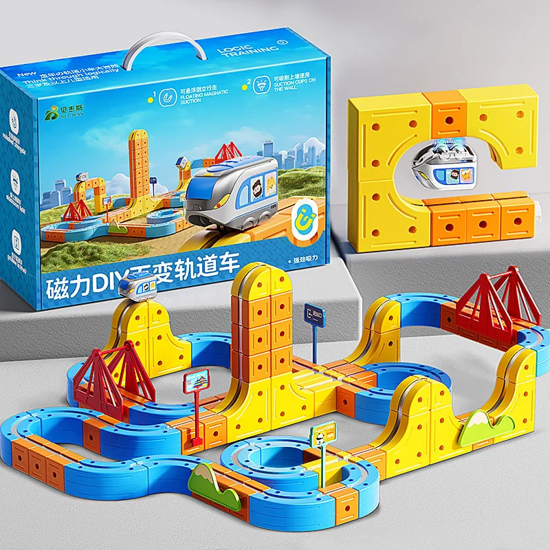 Magnetic Train Toy with DIY Track for Creative Play