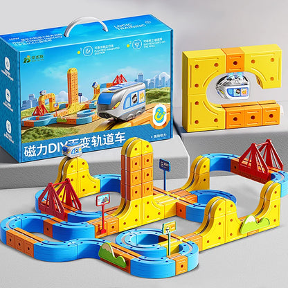 Magnetic Train Toy with DIY Track for Creative Play